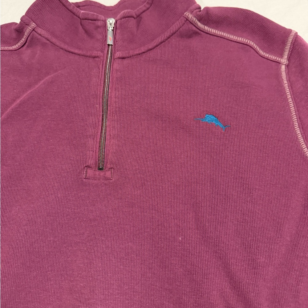 Tommy Bahama Maroon Half-Zip Pullover with Teal Logo